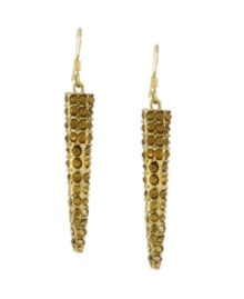 Golden opportunity. Add chic, contemporary style to your jewelry collection with BCBGeneration's linear drop earrings. Crafted in gold tone mixed metal, they're embellished with glittering glass accents in a light topaz hue. Approximate length: 1-1/2 inches.