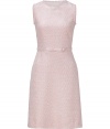 With a sweet cotton-candy hue and flawless tailored fit, Valentinos blush-white boulce knit sheath is both ladylike and exquisite - Round neckline, sleeveless, flat bow belt, side slit pockets, hidden back zip - Tailored fit - Wear with heels and a chain detailed handbag