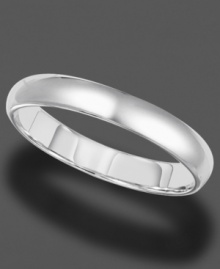 With a rounded edge and slender band, this gleaming 14k white gold ring is perfect for every day. Size 8.5-13.