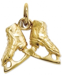 Fashionable figure eights! These vintage-inspired 3D ice skates shine in 14k gold. Approximate length: 1/2 inch. Approximate width: 7/10 inch.