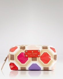 Proving practical accessories can be perfectly on-trend, this glossy beauty bag from kate spade new york is just as pretty as your favorite products.