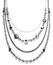 Layer on luxe length with this multi-row necklace from Style&co. Bronze and gold glass stones illuminate your look. Crafted in silver tone and hematite tone mixed metal. Approximate length: 30 inches.