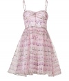 Feel like a princess in pretty pale pink in Valentino R.E.D.s exquisitely feminine bow printed silk dress, perfect for taking out on the town to your most festive evening event - Princess neckline, spaghetti straps, seamed bodice, hidden side zip - Fitted bodice, full flared skirt - Wear with heels and sparkly metallic accessories, or dress down for day with flats and a leather biker jacket