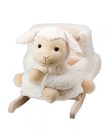 A plush and cuddly sheep rocker with a buckle function for safe play.