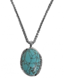 Simply precious. This Lucky Brand necklace stuns with a semi-precious turquoise oval pendant held up by a silver tone mixed metal chain. Approximate length: 20 inches. Approximate drop: 2-1/4 inches.