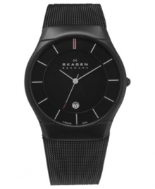 Black-on-black makes a bold statement on this Skagen Denmark watch.