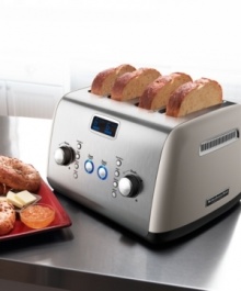 Achieving the perfect golden brown can be tricky, but with defrost, reheat and bagel buttons, along with extra wide digitally-controlled slots, the Architect toaster brings precision toasting and heating into reach. 1-year warranty. Model KMT423CS.