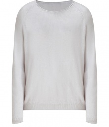 Ultra soft in cashmere with an elegant grey hue, Iris von Arnims raglan sleeve pullover is a chic and sophisticated choice - Round neckline, raglan long sleeves, fine ribbed trim - Loosely fitted - Wear with skinny trousers, heels and a strand of pearls