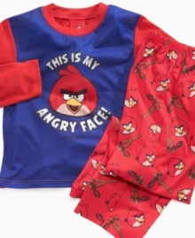 When it's time to sleep he can jump into this Angry Birds pajama set for a mad comfortable style.