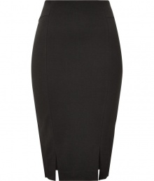 Flaunt your figureand your impeccable stylein this sultry stretch wool pencil skirt from Twenty8twelve - High waist, classic pencil silhouette, figure-enhancing seaming details, dual front slits, exposed back zip closure - Wear with a trend-right cropped blouse, a blazer and platform pumps