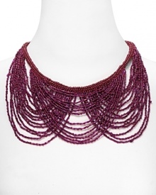 Color pop your way to cool with this beaded bib necklace from Aqua, accented by cascading purple beads. It's the piece we want bright now.