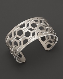 Brilliant diamonds pop against gleaming sterling silver in India Hicks' intriguing, geometric cuff.