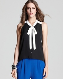 Aqua Blouse - Color Block Bow