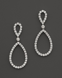 Diamond teardrop earrings in 18K white gold. From Roberto Coin.