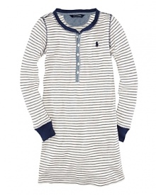 The classic striped henley rendered with all the signature detailing makes for the perfect everyday dress.