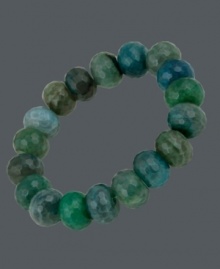 Incorporate style the color of ocean waves. Avalonia Road's destination-inspired stretch bracelet features faceted teal and green agate beads (55-1/10 ct. t.w.). Approximate length: 6-1/2 inches. Approximate width: 1/2 inch.