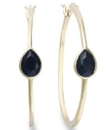 Classic earrings get a sparkly update. Victoria Townsend's stunning hoop earrings feature pear-cut onyx (1-3/4 ct. t.w.) in 18k gold over sterling silver. Approximate diameter: 1-3/4 inches.