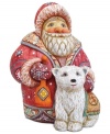 Tis' the season to decorate your tree with this unique treasure from DeBrehkt. Features Santa Claus and cuddly polar bear embellished with hand painted details.