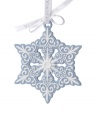 A symbol of the season! White bas-relief detail contrasts robin's-egg blue jasper in a snowflake ornament that stands out amid the rest of winter's beauty. From Wedgwood.