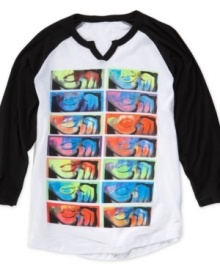 Modern meets classic with this graphic raglan-styled t-shirt from Bar III. Rock it with jeans or your favorite shorts.