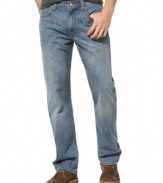 Take the guesswork out of your weekend lineup and jump into these washed straight leg jeans from Levi's.