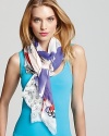 Add a little spring to your step, with this modern twist on the floral scarf.