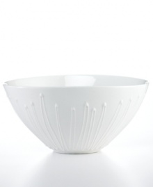 Sugar-coat the main course with BIA's Icing serving bowl. Durable porcelain is decorated with a smooth white glaze and whimsical accent inspired by dessert.