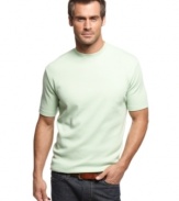 Add some texture. Upgrade your casual style with this sleek ribbed t-shirt from John Ashford.