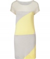 With its cool colorblock, Marc by Marc Jacobs tri-tone dress is an effortless choice for warm weather looks - Wide neckline, short sleeves, allover patchworked colorblock - Fitted - Wear with an oversized carryall tote and bright flats