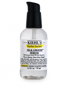 From the Stylist Series. Unique, ultra-light and non-greasy serum tames frizzy and rebellious hair for groomed look with a glossy shine. Blend of natural oils derived from Sunflower Seed Oil, Vitamin E and Soy Beans. Formula smoothes frizz and conditions.