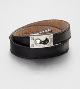 Soft lamb leather with palladium clasp detail.Leather strapLength, about 14.5Made in Italy