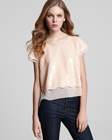 BCBGMAXAZRIA Top - Joanna Sequin Scallop Edge