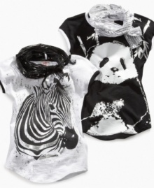 Add some accessories. She'll have a head start with this adorable animal print tee and matching scarf from Beautees.