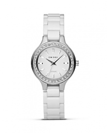 DKNY Small Stainless Steel and White Ceramic Bracelet, 30mm