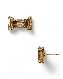 Wrap up your look with kate spade new york's beautiful bow stud earrings, handcrafted with gleaming goldtone plate and 14 Kt. gold filled post.