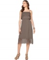 Laser-cut eyelet adds an edge to this otherwise sweet lace Kensie midi dress -- perfect for spring day-to-night style!