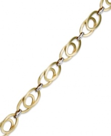 Double the fun. YellOra™'s pretty interlocking link bracelet is crafted from a two-tone combination of pure gold, sterling silver and palladium. Approximate length: 7-1/4 inches.