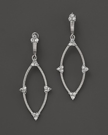 Ornately shaped, these sterling silver earrings from Judith Ripka are accented with white sapphires.