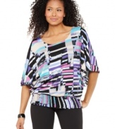 The bold geometric pattern of Style&co.'s top contrasts perfectly with the soft, draped fabric. Pair it with classic black pants or jeans for sophisticated anytime look.