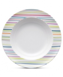 Solid stripes. The Sunny Day Stripes soup bowl shines with bright accent colors on a body of durable, double-fired porcelain. Mix with solid Sunny Day dinnerware, also from THOMAS by Rosenthal.