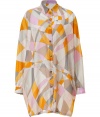 With an edgy asymmetrical cut and a relaxed silhouette, this shirt dress from Emilio Pucci revitalizes the classic geometric print - Small spread collar, long sleeveless, front button placket, asymmetrical rounded hem, all-over geometric print - Wear with skinny jeans and wedges or on its own with platform heels and a studded clutch