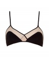 Lounge in high style with this ultra-chic printed bralette from Philip Lim - Soft cup style bra, thin adjustable straps, contrasting color block detailing at bust and bodice, back hook and eye closure - Pair with a kimono and cashmere pants or matching panties for at-home style