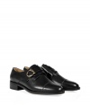 Bring pared-down chic to your casual look with these dress shoe-inspired flats from Salvatore Ferragamo - Cap toe, buckle detail with gold-tone Gancini logo detail, chunky heel - Pair with slim jeans and a tee or cropped trousers and a button down