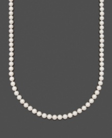 Classic elegance in a polished pearl strand. Necklace by Belle de Mer features A+ Akoya cultured pearls (6-6-1/2 mm) set in 14k gold. Approximate length: 36 inches.