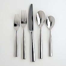 Linden Mirror is a 20-piece everyday flatware set that consists of four, five piece place settings.