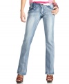 Jolt joins a boot cut leg with extreme fading on a pair of light wash jeans that looks fab with flats or heels!