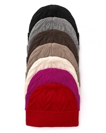 A thick and luxuriously soft cuff hat in a cable knit. Exclusively at Bloomingdale's.