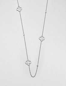 From the Soho Collection. A delicate sterling silver link chain accented with clover and white sapphire stations. Sterling silverWhite sapphiresLength, about 48Slip-on styleImported 