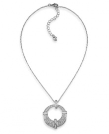 Elegance comes full circle. Carolee's glitzy circle pendant is decorated with glass crystals set in imitation rhodium-plated mixed metal. Approximate length: 16 inches +2-inch extender. Approximate drop: 1-1/4 inches.