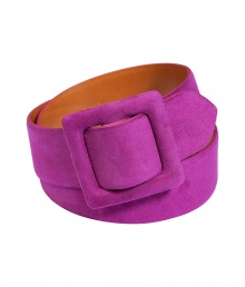 Cinch your look in style with this luxe bold-hued suede belt from Ralph Lauren Collection - Supple suede belt with tonal buckle closure - Style with a blouson top, a tunic, or over an oversized cardigan